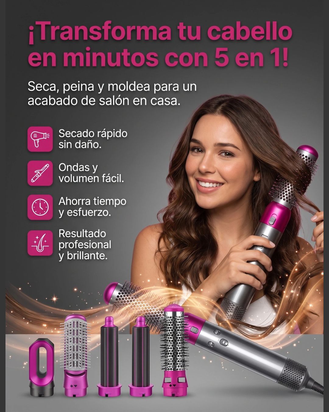 Cepillo Secador Pelo 5 En 1